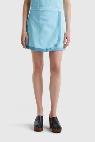 Jupe portefeuille taille haute - Bleu