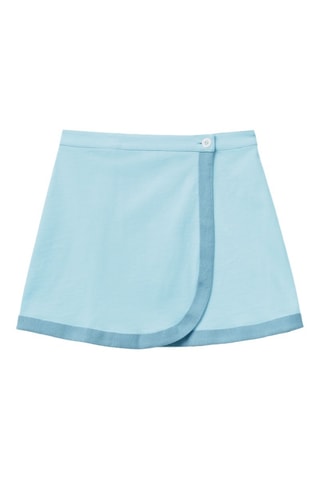 Jupe portefeuille taille haute - Bleu