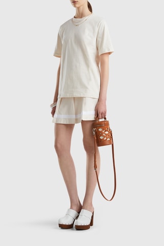 Jupe patineuse taille haute - Beige