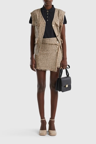 Jupe portefeuille taille haute - Beige