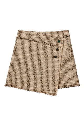 Jupe portefeuille taille haute - Beige