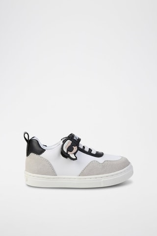 Leren Sneakers - Wit en Lichtgrjis