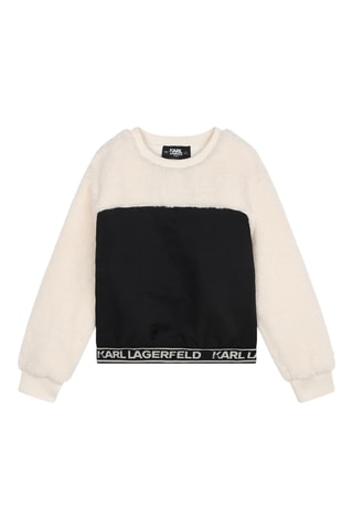 Sweater van 2 materialen - Ecru en Zwart - Karl Lagerfeld