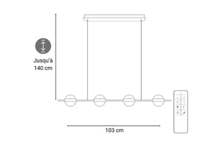 Suspension LED Skum - 4 x 32 W - 103 x 120 cm