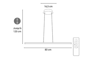 Suspension LED Sol - 18 W - 80 x 16 x 120 cm