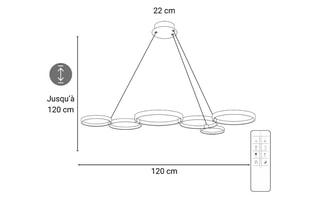 Suspension LED Heim - 6 x 100 W - 120 x 40 x 120 cm