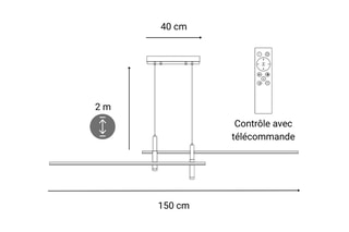 Suspension LED Jetta - 2 x 48 W - 150 x 20-200 cm