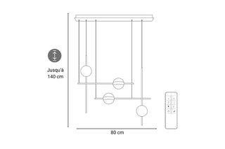 Suspension LED Jun - 4 x 32 W - 80 x 20-140 cm