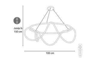Suspension LED Ninga L - 144 W - 100 x 20-150 cm