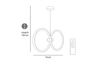 Suspension LED Oriana - 32/25 W - 74 x 20-130 cm