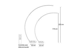 Lampadaire LED Arc - 24 W - 32 x 120 x 220 cm