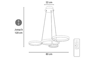 Suspension LED Hava - 4 x 80 W - 80 x 40 x 120 cm