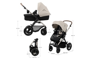 Poussette 4-en-1 + accessoires Moov 2 Eva Wheels - Gris - Dès la naissance - Jusqu'à 27 kg