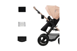 Poussette 4-en-1 + accessoires Moov 2 Air Wheels  - Dès la naissance - Jusqu'à 27 kg - Noir et beige