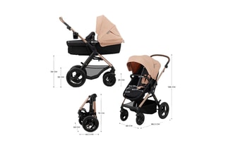Poussette 4-en-1 + accessoires Moov 2 Air Wheels  - Dès la naissance - Jusqu'à 27 kg - Noir et beige