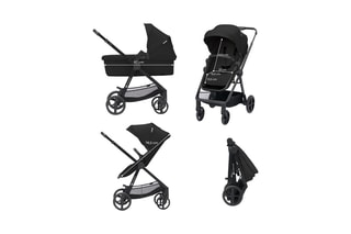 Poussette Newly 4 en 1 Mink Pro  - Dès la naissance - Jusqu'à 22 kg - Noir et beige