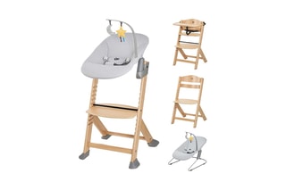 Chaise haute en hêtre Enock et transat Calmee - Dès la naissance - Jusqu'à 35 kg