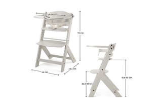 Chaise haute évolutive en hêtre Enock - De 6 à 36 mois - Jusqu'à 15 kg