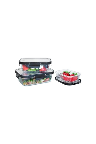 3 boîtes en verre borosilicate avec couvercle en acier inoxydable sans BPA - 37 à 104 cl