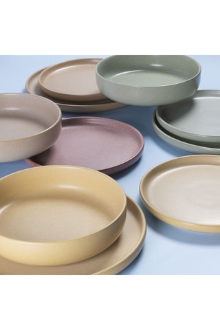 6 assiettes creuses en grès Berlin - 20,5 cm
