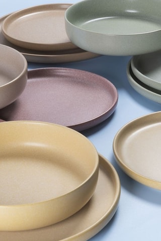 6 assiettes creuses en grès Berlin - 20,5 cm