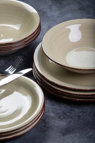 6 assiettes creuses en grès - 22 cm