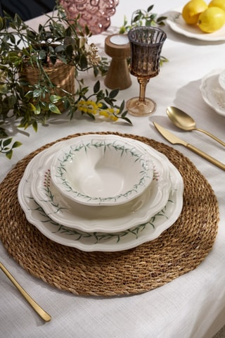 Service déjeuner en porcelaine Plain Leaves - 24 pièces
