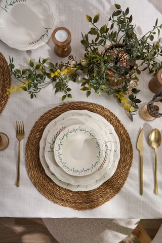 Service déjeuner en porcelaine Plain Leaves - 24 pièces