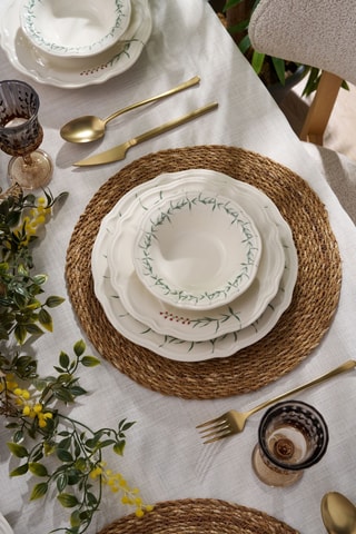 Service déjeuner en porcelaine Plain Leaves - 24 pièces