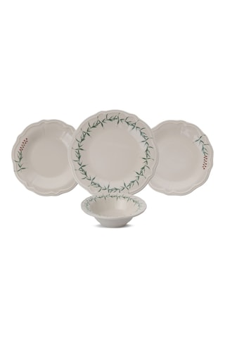 Service déjeuner en porcelaine Plain Leaves - 24 pièces