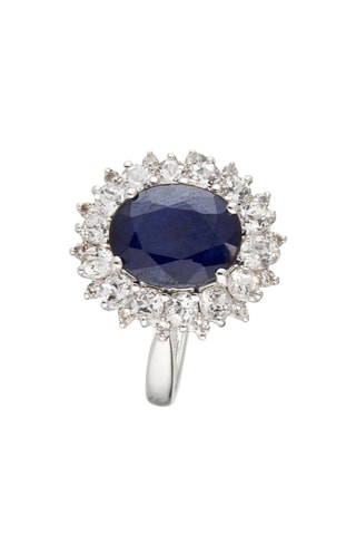 Bague Soleil Bleu Or blanc, topazes et saphir
