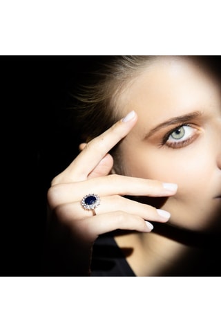 Bague Soleil Bleu Or blanc, topazes et saphir