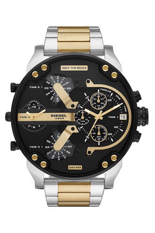 Montre à quartz en acier - Chronographe - Argenté et doré