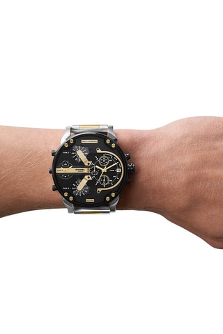 Montre à quartz en acier - Chronographe - Argenté et doré
