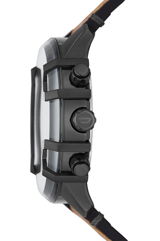 Montre à quartz en cuir Chronographe - Noir