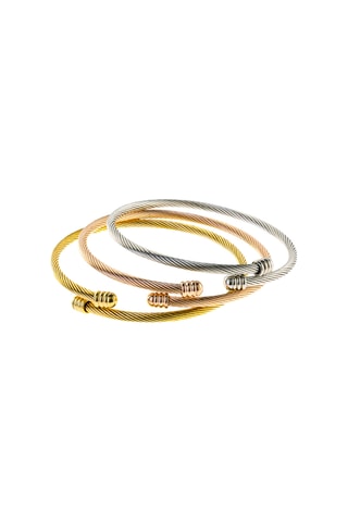 3 joncs - Plaqué or jaune, plaqué or rose et plaqué or blanc