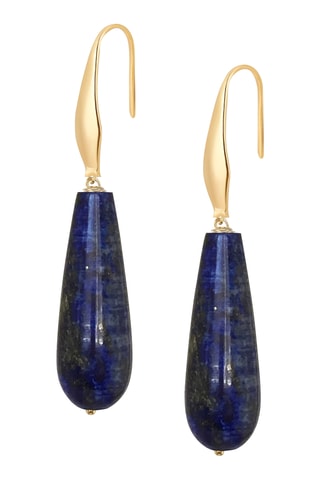 Boucles d’oreilles - Plaqué or jaune et lapis-lazuli