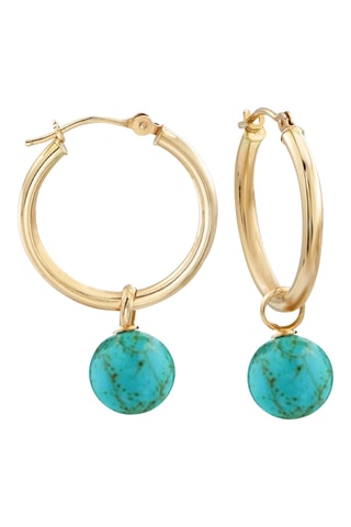 Créoles - Plaqué or jaune et turquoises