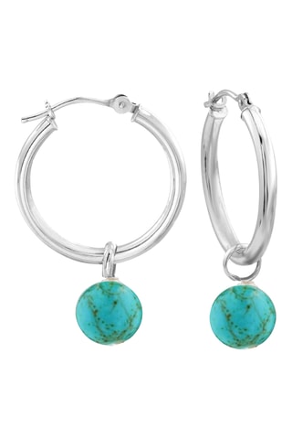 Créoles - Plaqué or blanc et turquoises