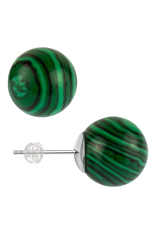 Puces - Plaqué or blanc et malachites