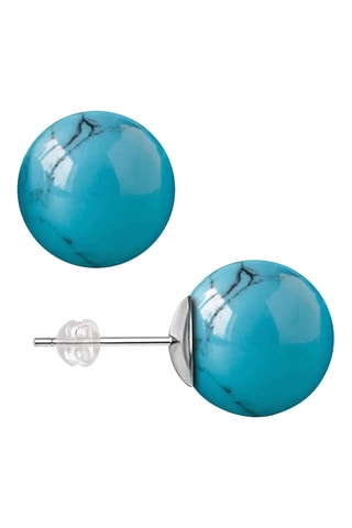 Puces - Plaqué or blanc et turquoises