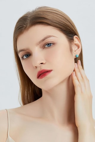 Puces - Plaqué or blanc et turquoises