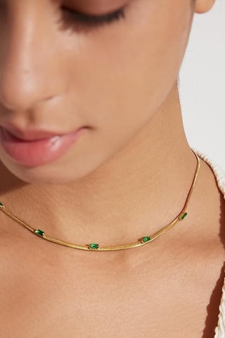 Collier - Plaqué or jaune et émeraudes