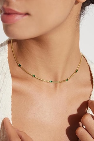 Collier - Plaqué or jaune et émeraudes