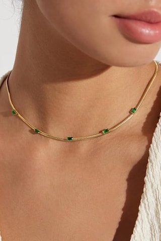 Collier - Plaqué or jaune et émeraudes
