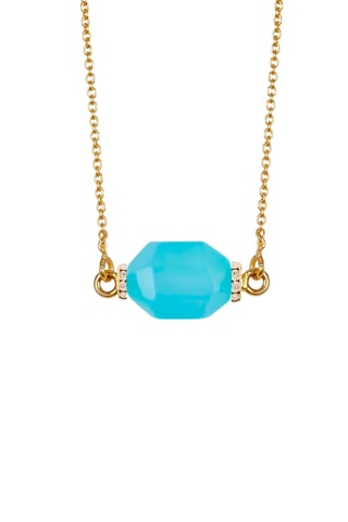 Collier - Plaqué or jaune et calcédoine aqua