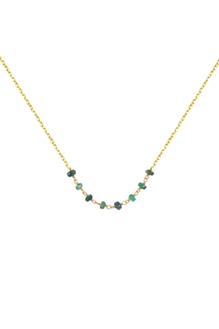 Collier - Plaqué or jaune et émeraudes