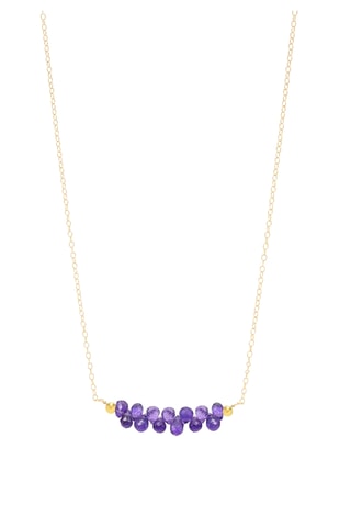 Collier - plaqué or jaune et améthystes