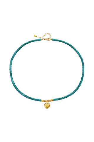 Collier - Plaqué or jaune et turquoises