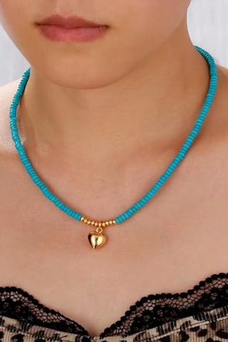 Collier - Plaqué or jaune et turquoises